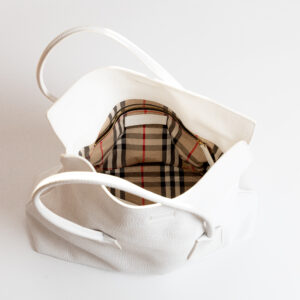 BURBERRY WHITE LEATHER TOTE BAG